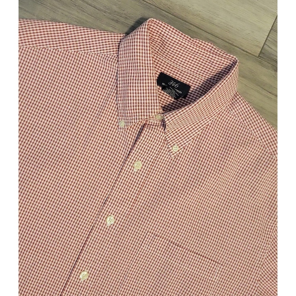 Brooks Brothers 346 Shirt Mens Medium Red White Gingham Checks Button Down